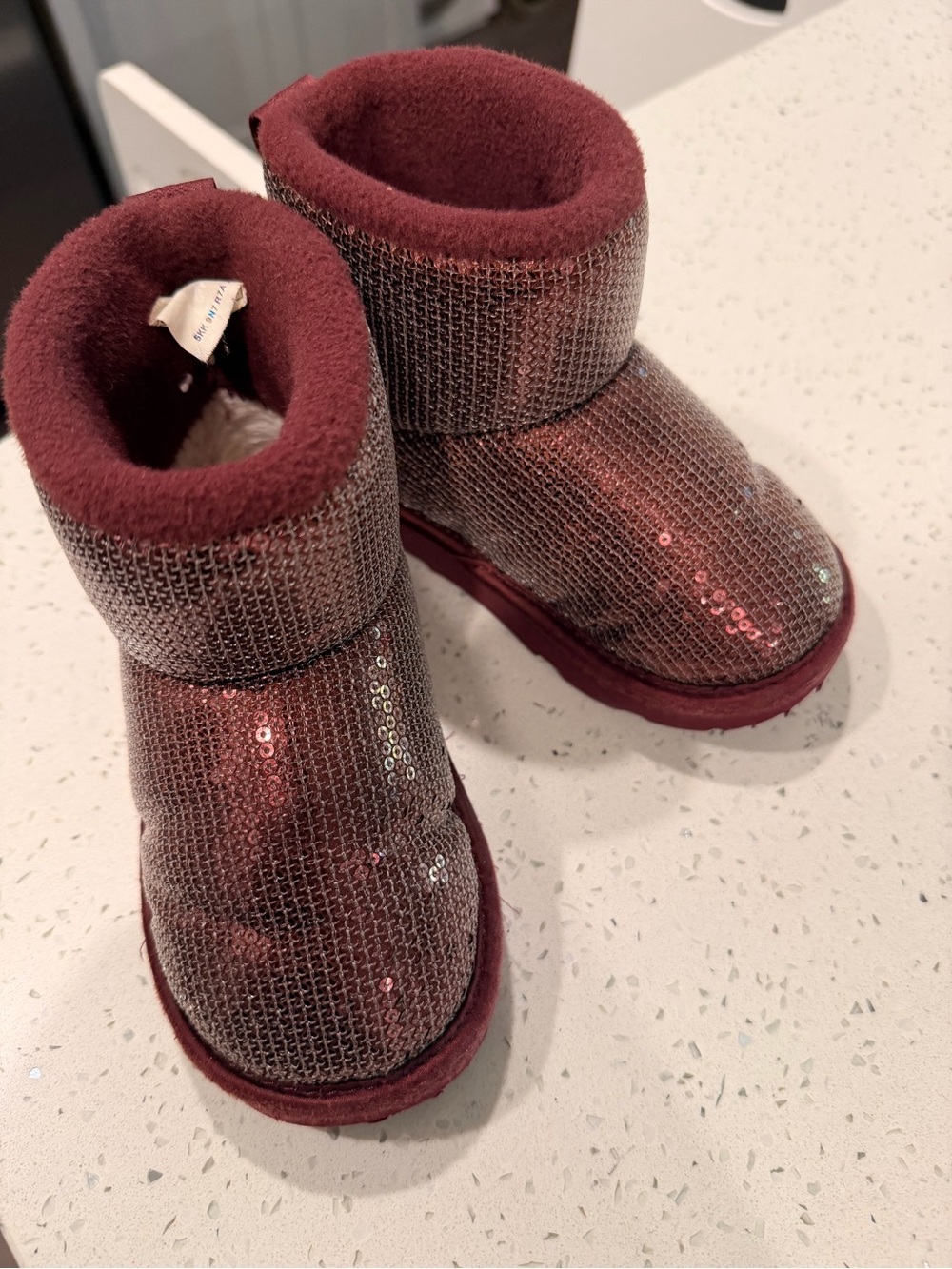 UGG Kids Sequin Boots in Burgundy